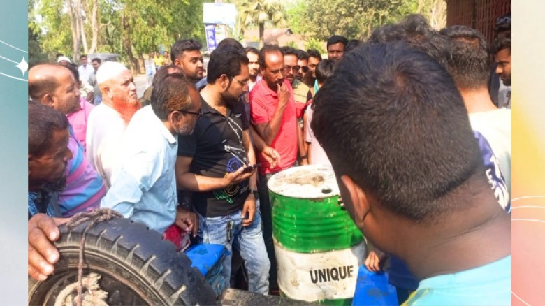 বগুড়ার শেরপুরে পাম্পে অনিয়মের অভিযোগ, তেলভর্তি ব্যারেল আটক