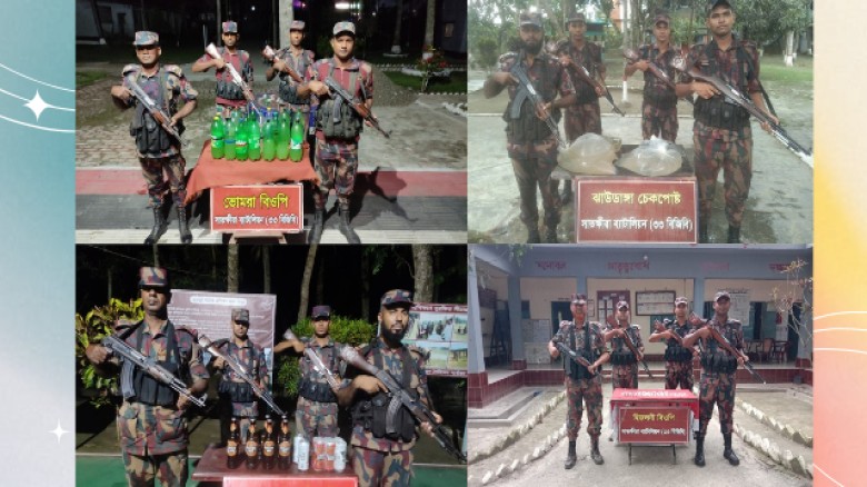সাতক্ষীরা-কলারোয়া সীমান্তে বিজিবির  অভিযানে, সাড়ে ১৪ লাখ টাকার চোরাচালানি মালামাল জব্দ