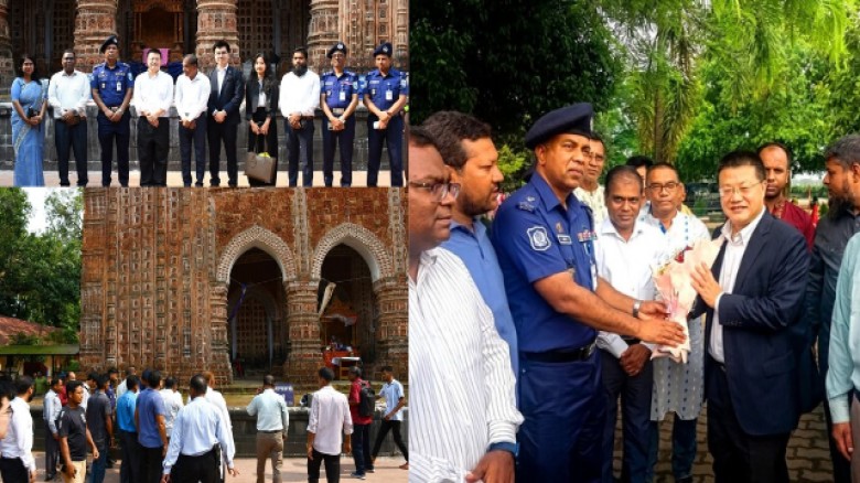 বাংলাদেশে নিযুক্ত চীনের রাষ্ট্রদূতের কান্তজীউ মন্দির পরিদর্শন।